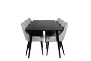 Venture Home Dipp spisebord - 180*90cm - Black Veneer / all black legs +Plaza Dining cha