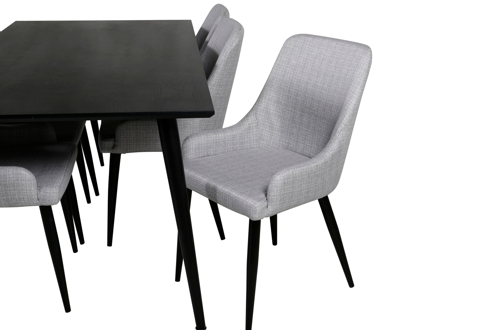 Venture Home Dipp spisebord - 180*90cm - Black Veneer / all black legs +Plaza Dining cha