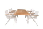 Venture Home Panama spisebord 160/240*90 - White Alu / Teak+Mexico Arm stol (stackable) - White / Teak _6