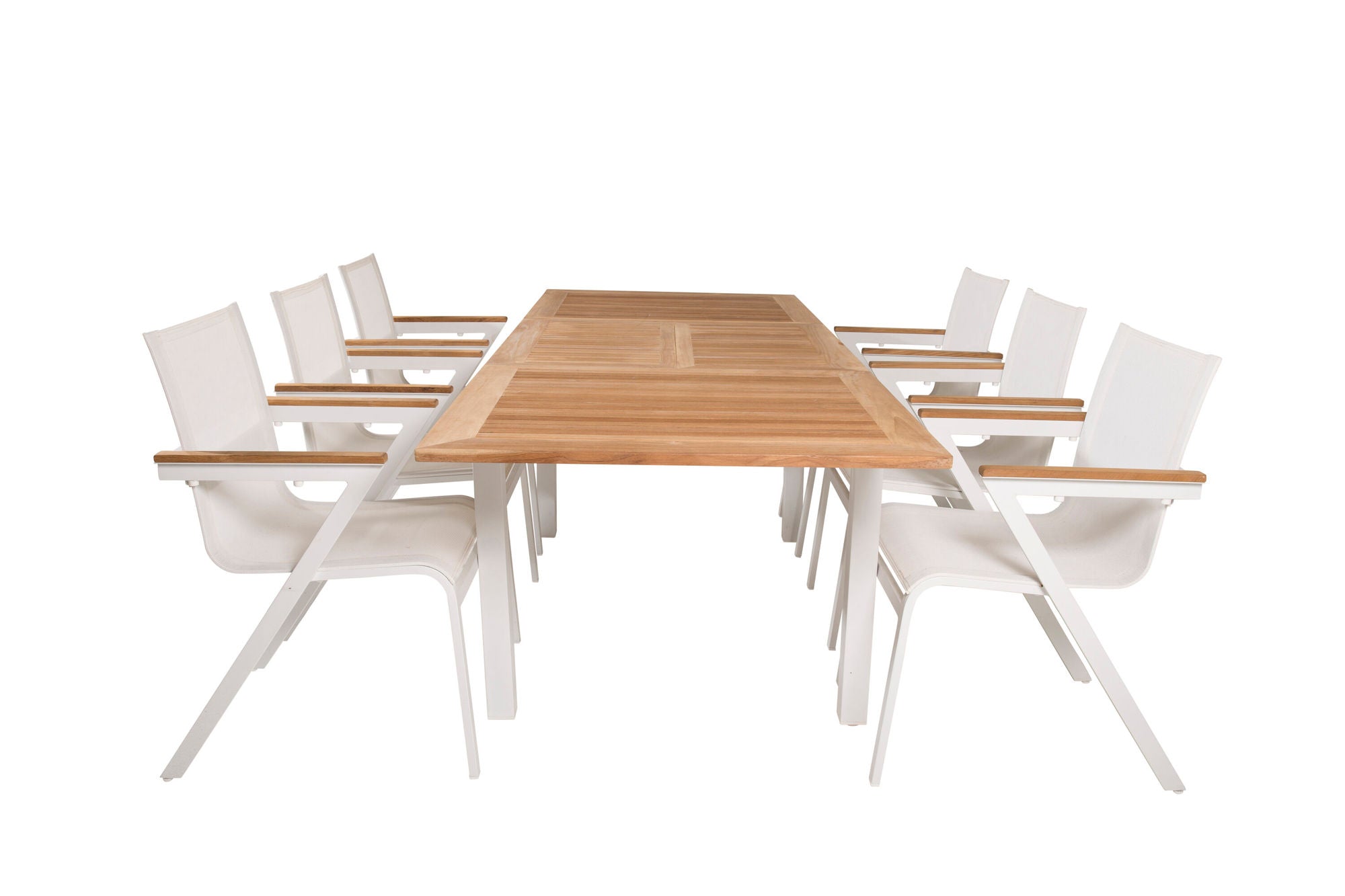 Venture Home Panama spisebord 160/240*90 - White Alu / Teak+Mexico Arm stol (stackable) - White / Teak _6