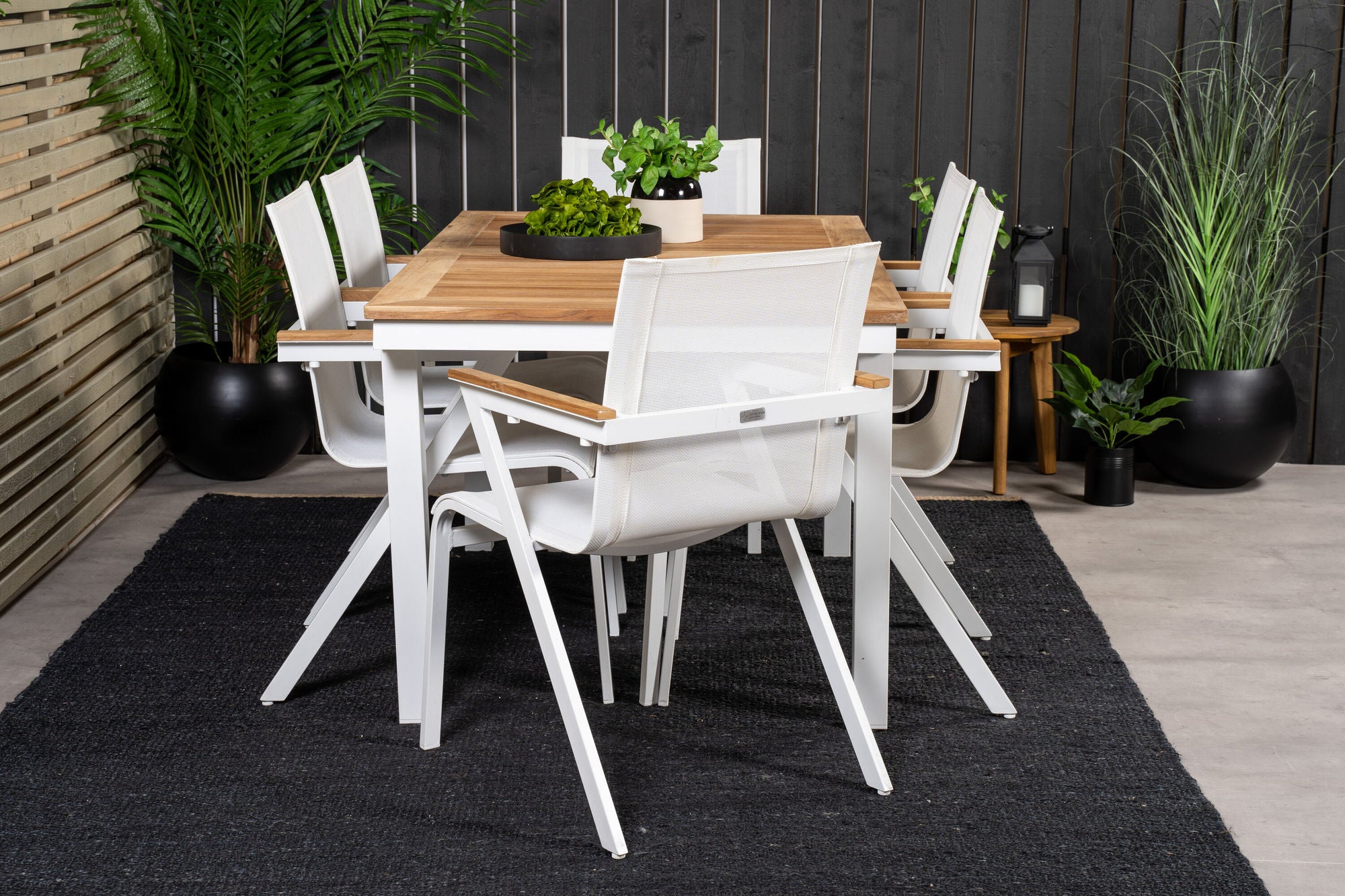 Venture Home Panama spisebord 160/240*90 - White Alu / Teak+Mexico Arm stol (stackable) - White / Teak _6
