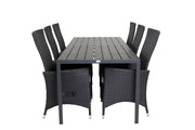 Venture Home Break spisebord - 205*90 - Black Alu / Black Aintwood+Padova Arm stol Reclin
