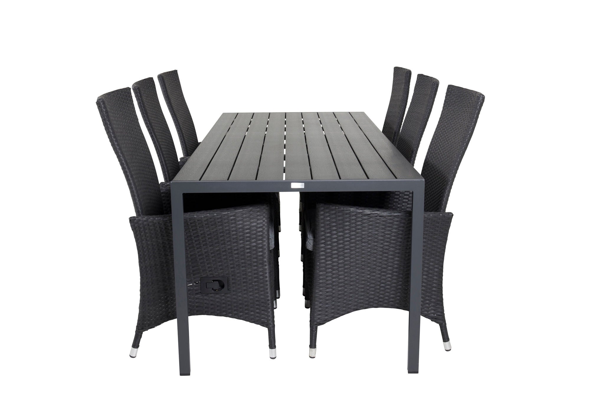 Venture Home Break spisebord - 205*90 - Black Alu / Black Aintwood+Padova Arm stol Reclin