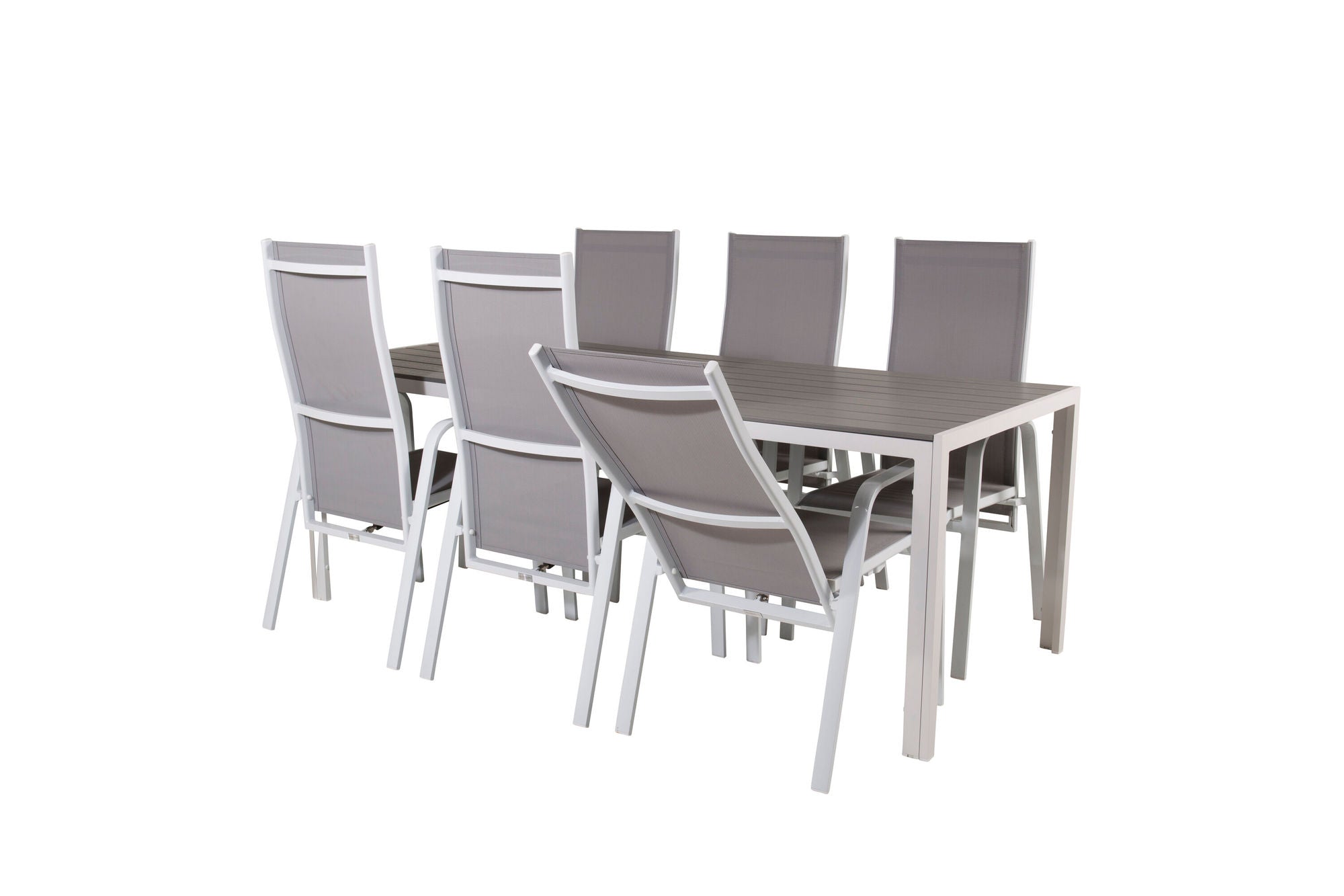 Venture Home Break spisebord - 205*90 - White Alu / Grey Aintwood+Copacabana Recliner stol (stackable) - White Alu / Grey Textilene_6