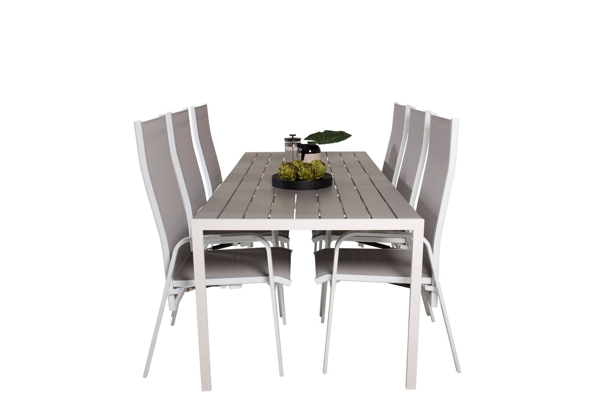 Venture Home Break spisebord - 205*90 - White Alu / Grey Aintwood+Copacabana Recliner stol (stackable) - White Alu / Grey Textilene_6