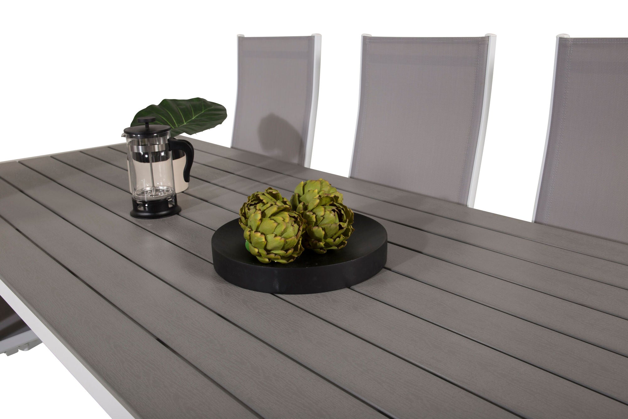Venture Home Break spisebord - 205*90 - White Alu / Grey Aintwood+Copacabana Recliner stol (stackable) - White Alu / Grey Textilene_6