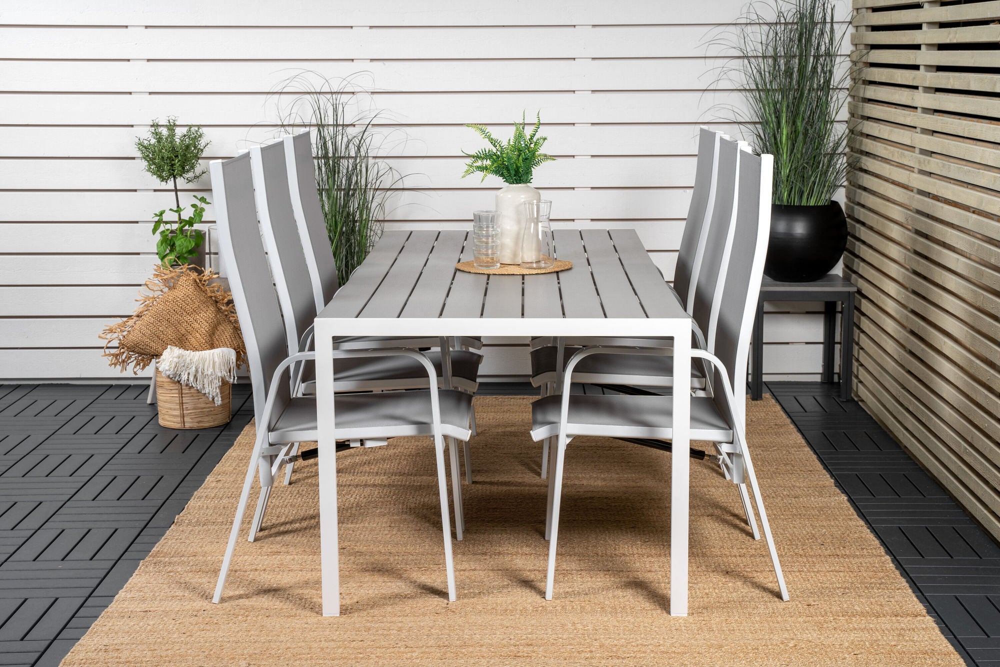 Venture Home Break spisebord - 205*90 - White Alu / Grey Aintwood+Copacabana Recliner stol (stackable) - White Alu / Grey Textilene_6