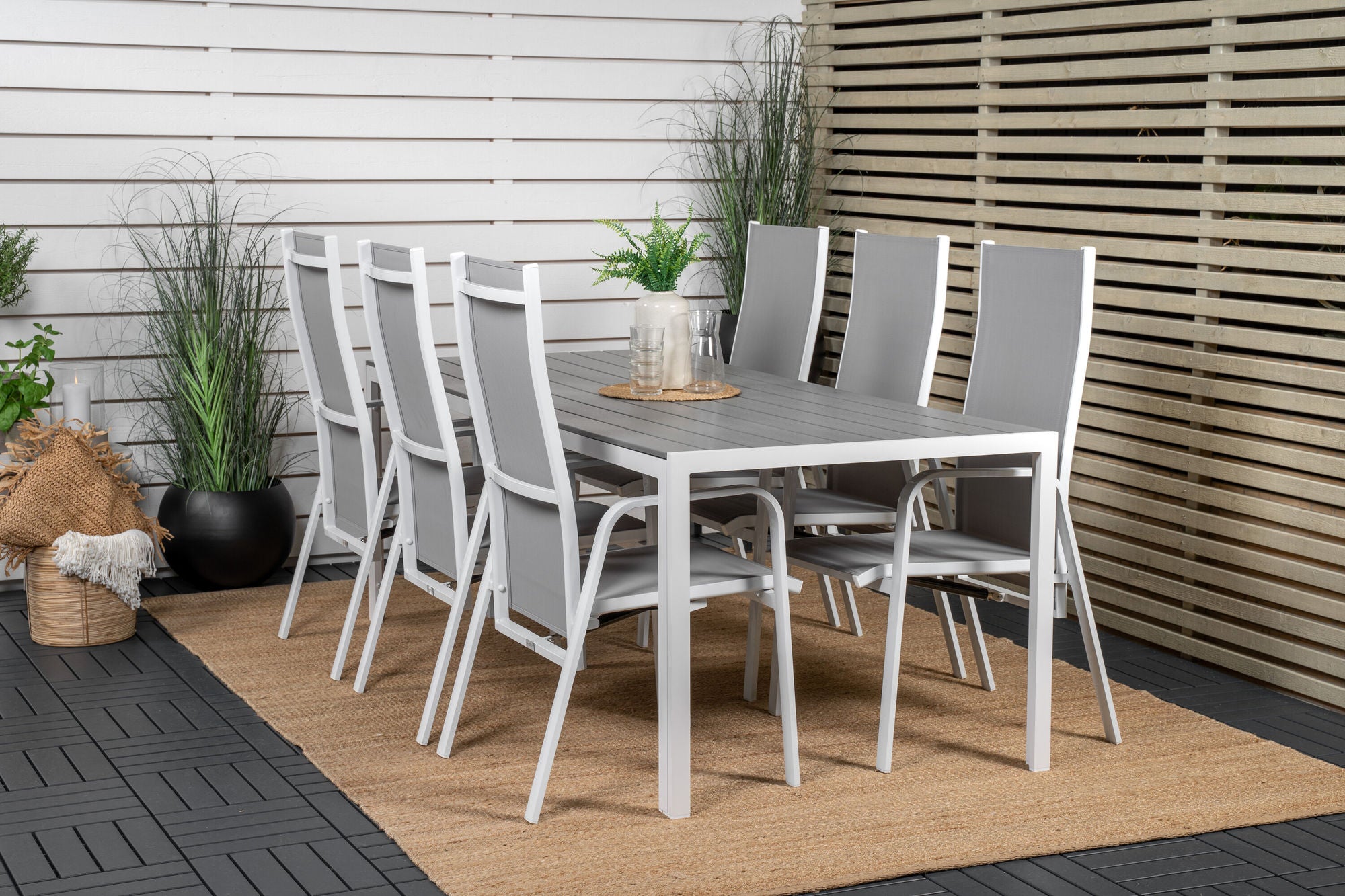 Venture Home Break spisebord - 205*90 - White Alu / Grey Aintwood+Copacabana Recliner stol (stackable) - White Alu / Grey Textilene_6