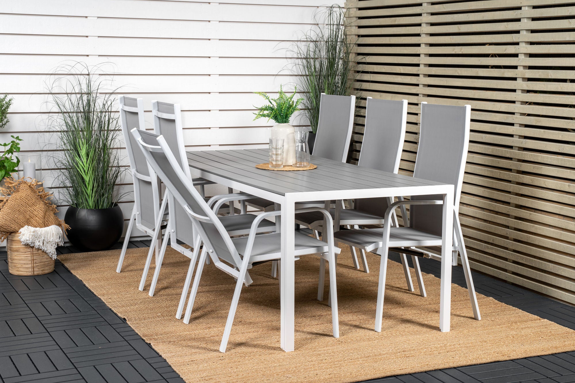 Venture Home Break spisebord - 205*90 - White Alu / Grey Aintwood+Copacabana Recliner stol (stackable) - White Alu / Grey Textilene_6