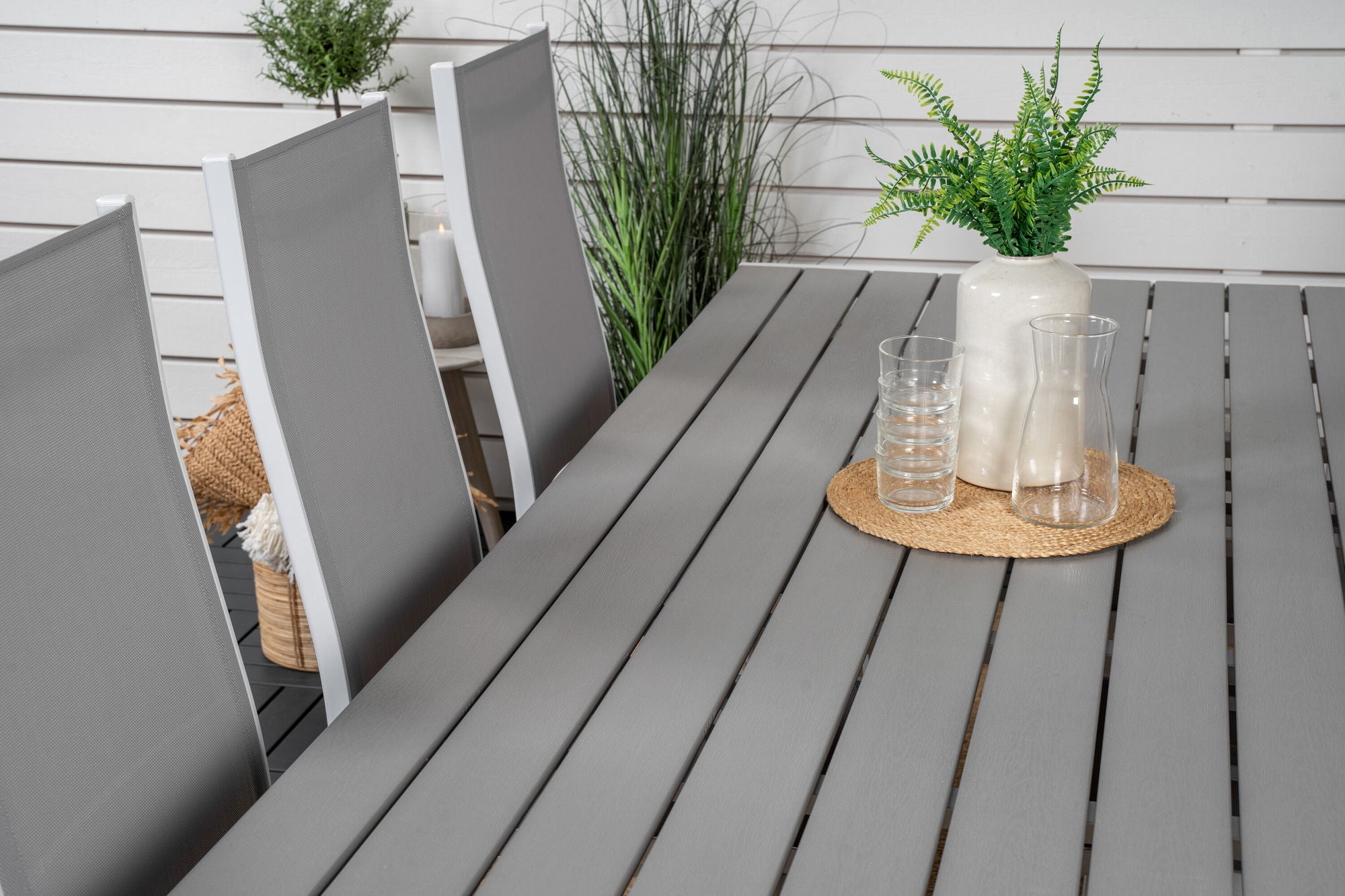 Venture Home Break spisebord - 205*90 - White Alu / Grey Aintwood+Copacabana Recliner stol (stackable) - White Alu / Grey Textilene_6