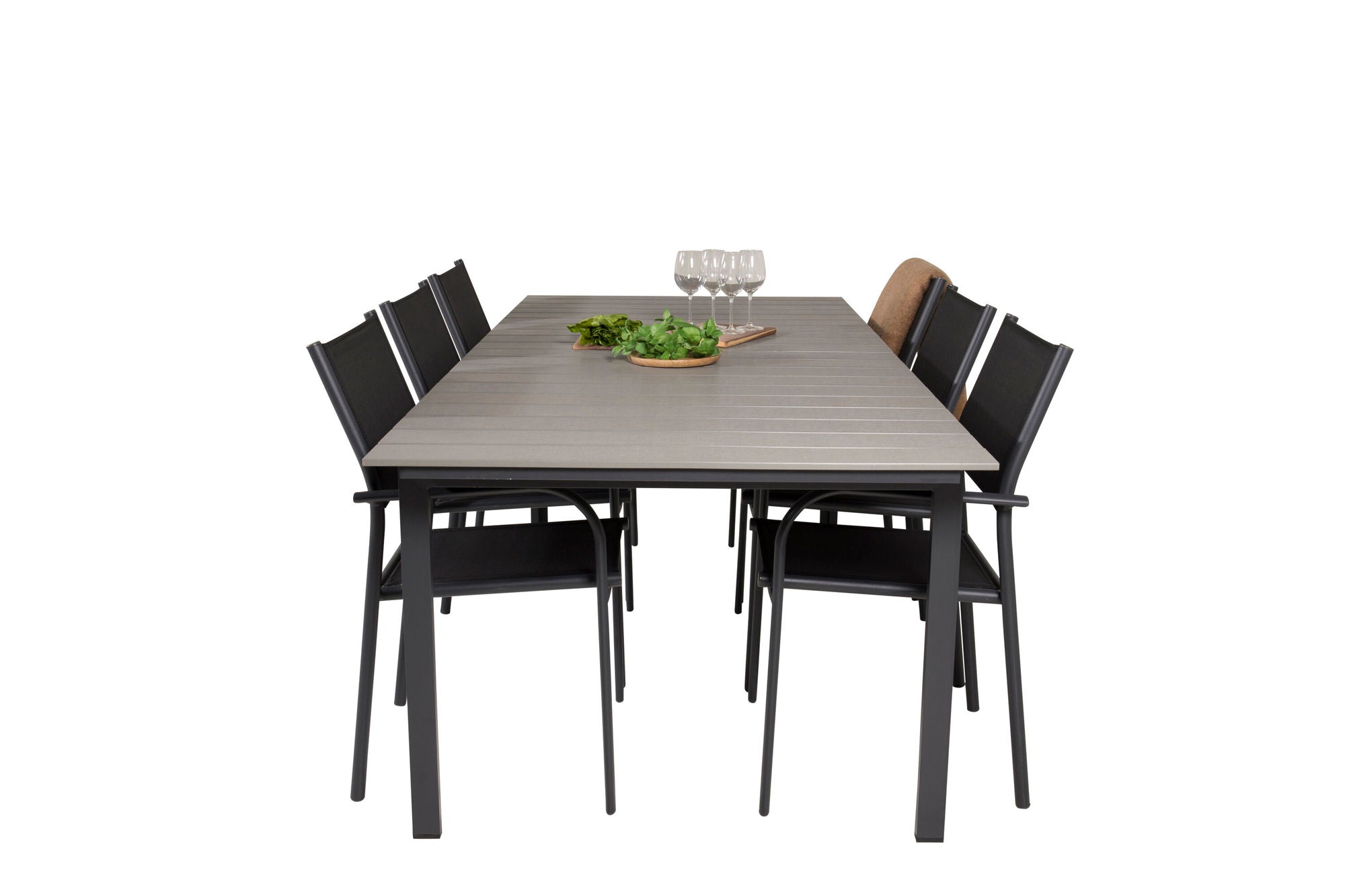 Venture Home Levels spisebord 224/324*100 - Black Aintwood +Santorini Arm stol (Stackable) - Black alu / Black Textilene_6