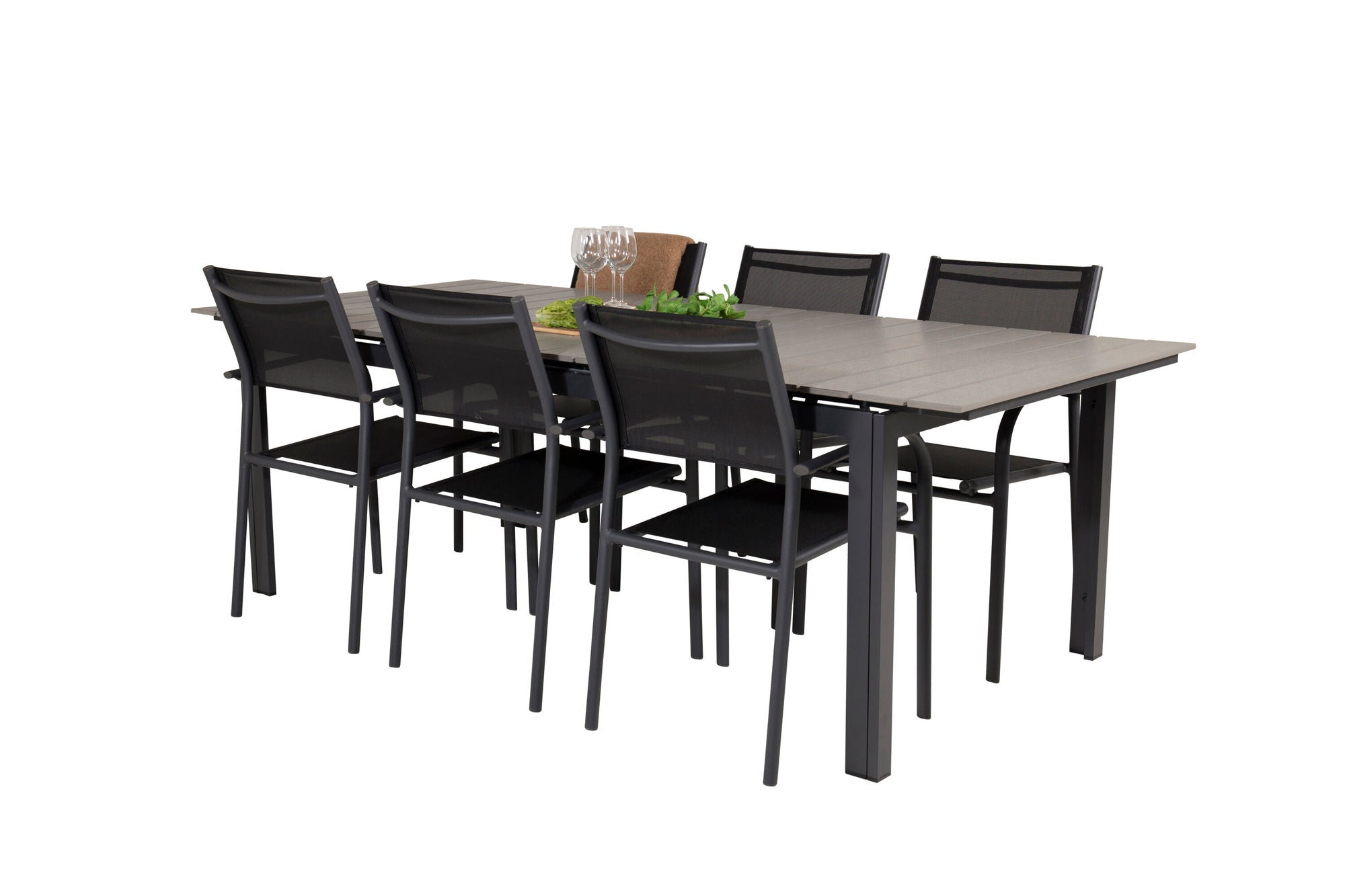 Venture Home Levels spisebord 224/324*100 - Black Aintwood +Santorini Arm stol (Stackable) - Black alu / Black Textilene_6