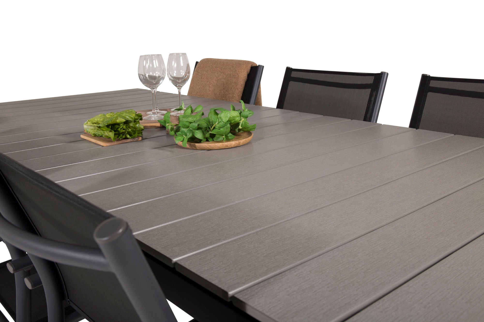 Venture Home Levels spisebord 224/324*100 - Black Aintwood +Santorini Arm stol (Stackable) - Black alu / Black Textilene_6