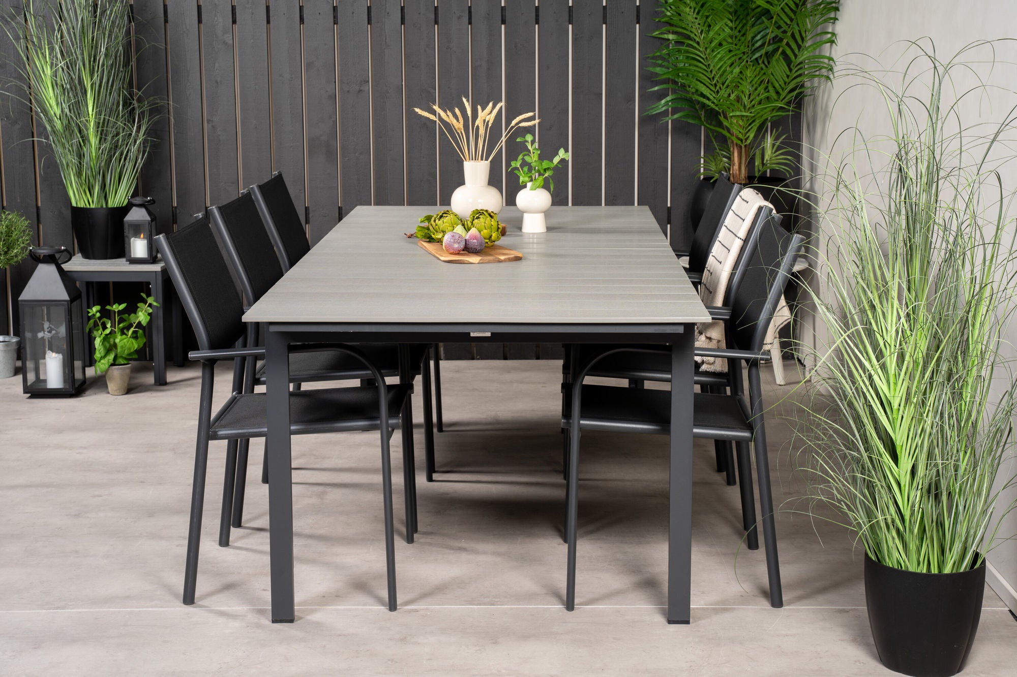 Venture Home Levels spisebord 224/324*100 - Black Aintwood +Santorini Arm stol (Stackable) - Black alu / Black Textilene_6