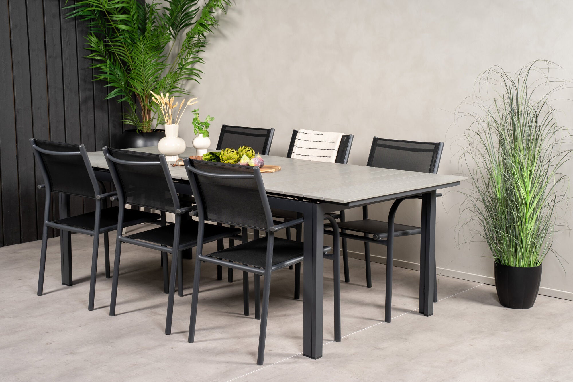 Venture Home Levels spisebord 224/324*100 - Black Aintwood +Santorini Arm stol (Stackable) - Black alu / Black Textilene_6