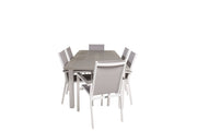Venture Home Albany spisebord 152/210*90 - White Alu / Grey Aintwood+Parma Arm stol (stac
