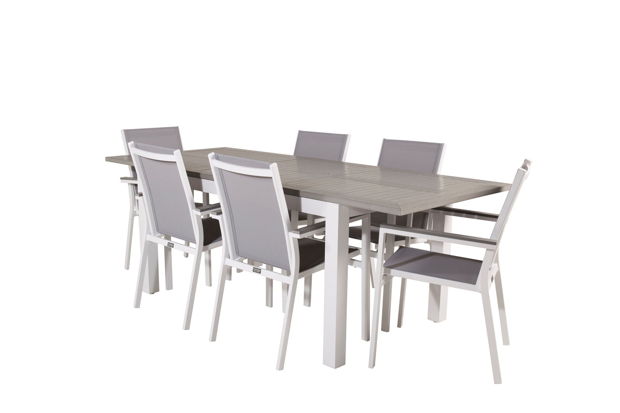 Venture Home Albany spisebord 152/210*90 - White Alu / Grey Aintwood+Parma Arm stol (stac