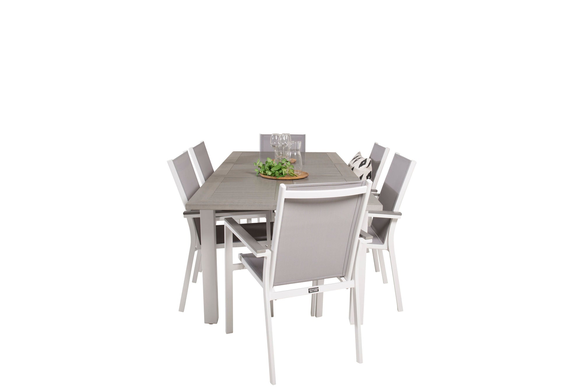 Venture Home Albany spisebord 152/210*90 - White Alu / Grey Aintwood+Parma Arm stol (stac