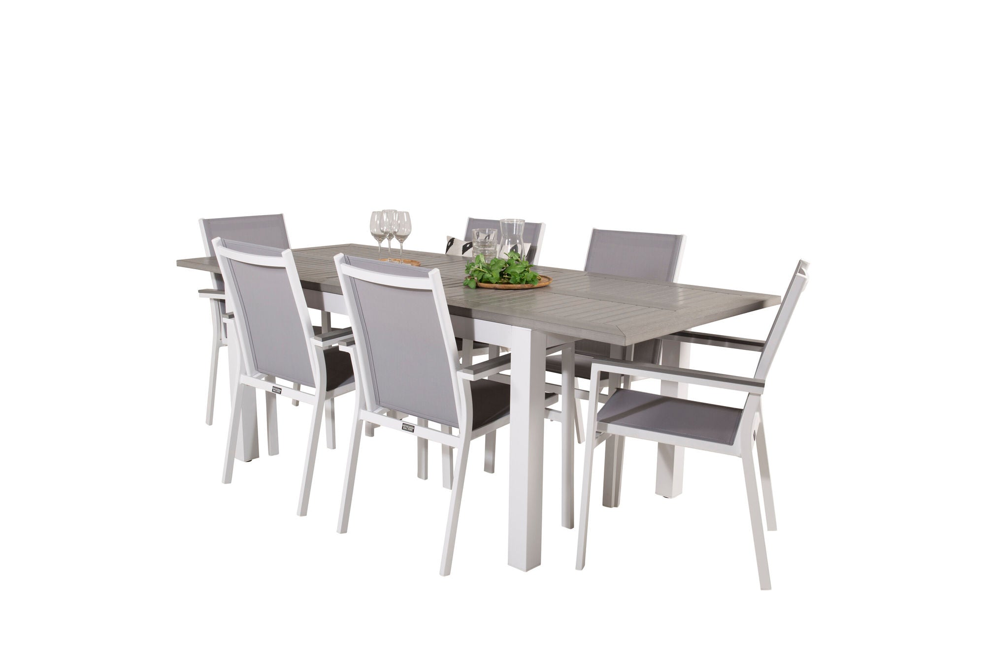 Venture Home Albany spisebord 152/210*90 - White Alu / Grey Aintwood+Parma Arm stol (stac
