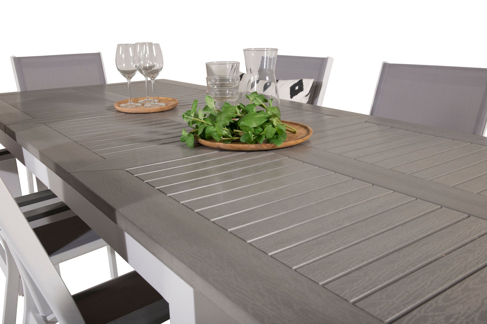 Venture Home Albany spisebord 152/210*90 - White Alu / Grey Aintwood+Parma Arm stol (stac