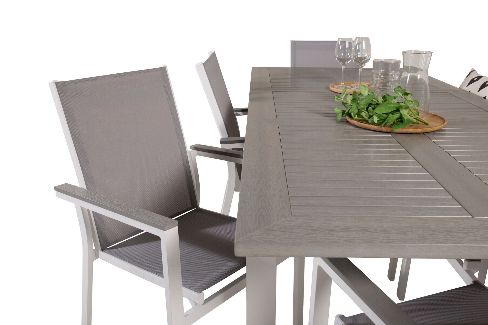 Venture Home Albany spisebord 152/210*90 - White Alu / Grey Aintwood+Parma Arm stol (stac