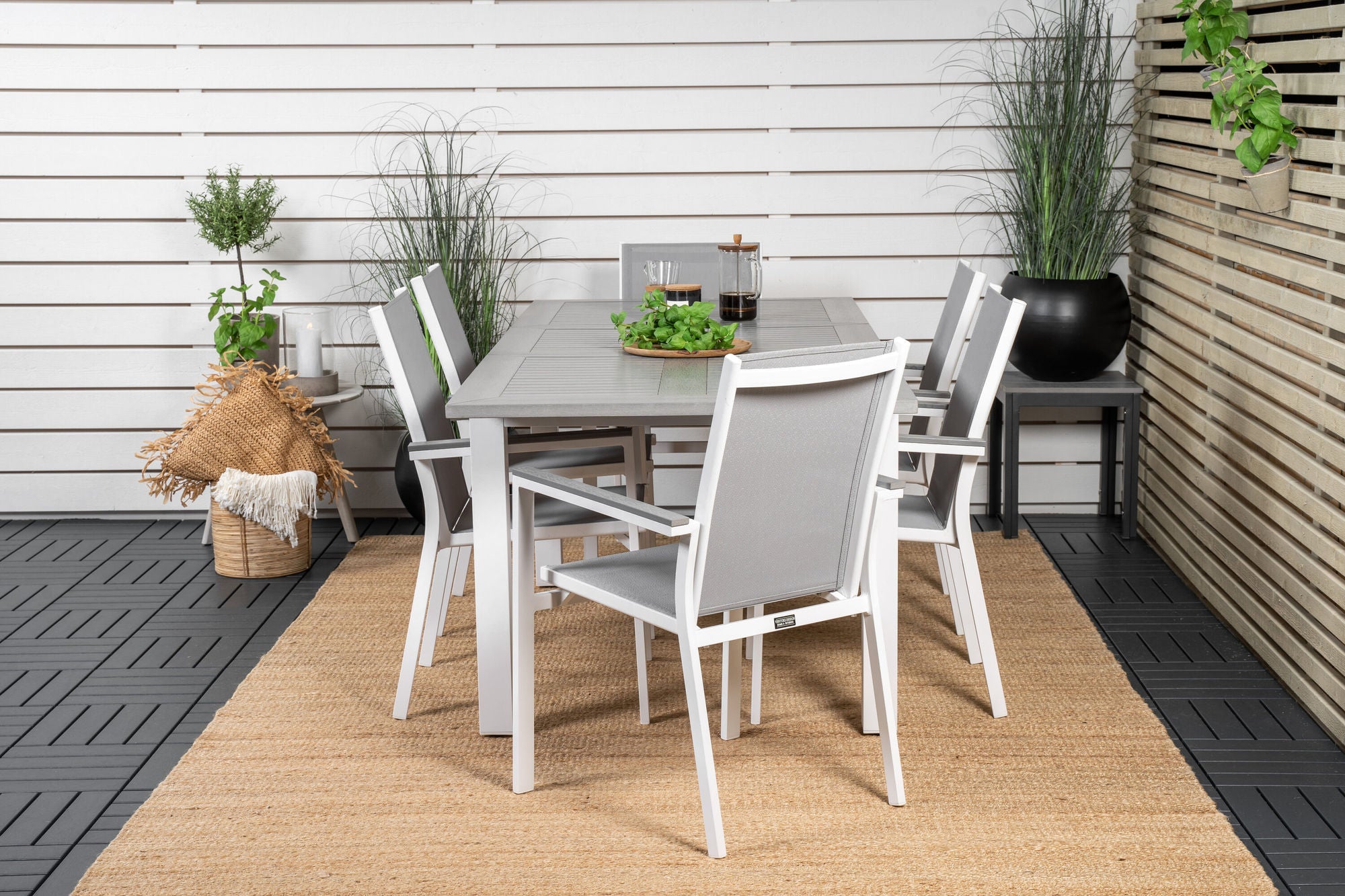 Venture Home Albany spisebord 152/210*90 - White Alu / Grey Aintwood+Parma Arm stol (stac