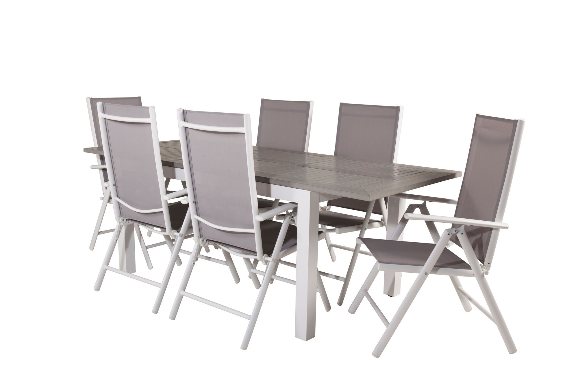 Venture Home Albany spisebord 152/210*90 - White Alu / Grey Aintwood+Break 5:pos stol - White alu / Grey Textilene_6