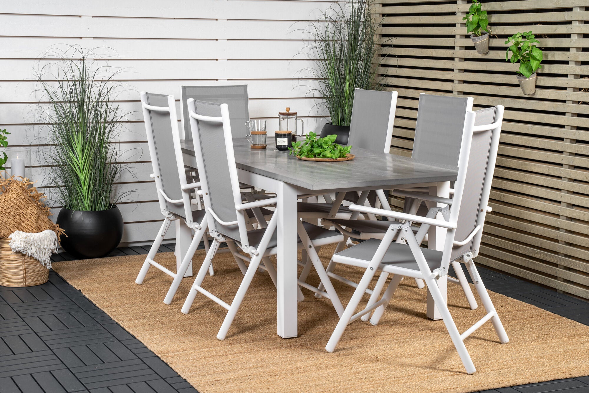 Venture Home Albany spisebord 152/210*90 - White Alu / Grey Aintwood+Break 5:pos stol - White alu / Grey Textilene_6