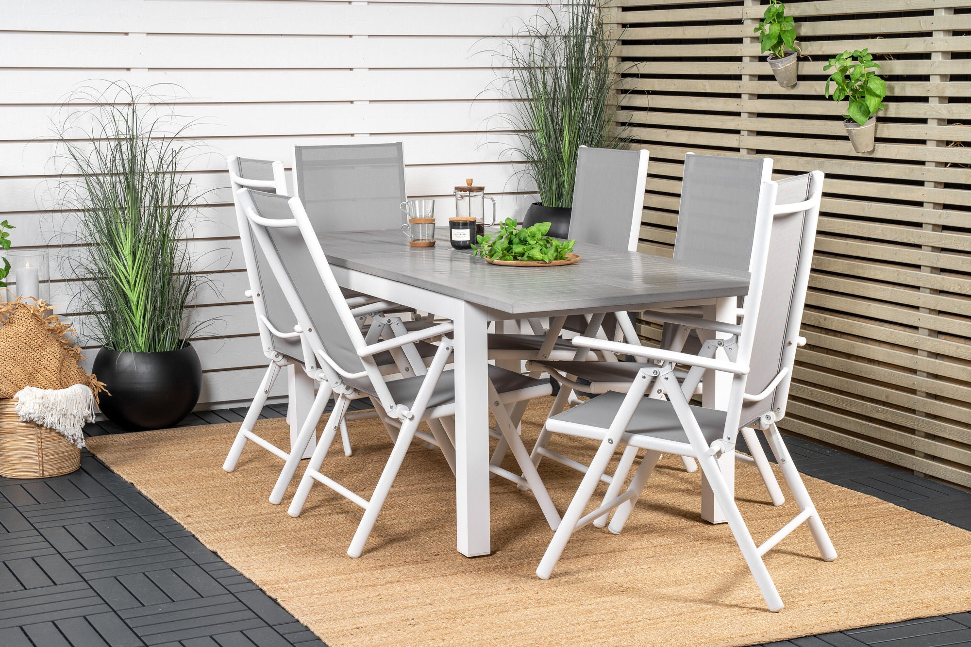 Venture Home Albany spisebord 152/210*90 - White Alu / Grey Aintwood+Break 5:pos stol - White alu / Grey Textilene_6