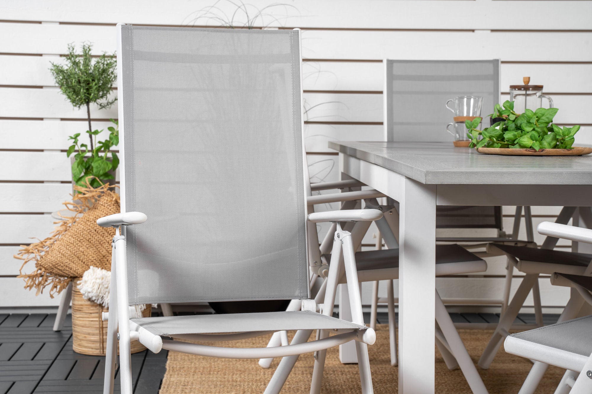 Venture Home Albany spisebord 152/210*90 - White Alu / Grey Aintwood+Break 5:pos stol - White alu / Grey Textilene_6