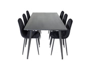 Venture Home Dipp spisebord - 180*90cm - Black Veneer / all black legs +Polar Diamond Spisebordsstol - Black Legs - Black Velvet_6