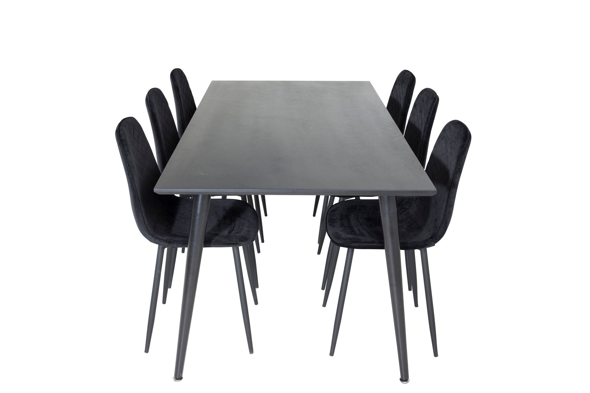 Venture Home Dipp spisebord - 180*90cm - Black Veneer / all black legs +Polar Diamond Spisebordsstol - Black Legs - Black Velvet_6