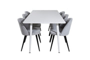 Venture Home Polar spisebord 180 cm - White top / White Legs+Velvet Spisebordsstol Corduroy - Light Grey / Black_6