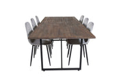 Venture Home Padang spisebord - 250*100*H76 - Dark Teak / Black+Polar Diamond Spisebordsstol - Black Legs - Grey Velvet_6