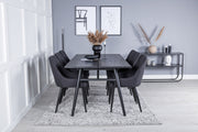 Venture Home Sleek Extentionbord Black Brushed - 195*95+Plaza Spisebordsstol - Black Legs - Black Fabric_6