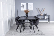 Venture Home Sleek Extentionbord Black Brushed - 195*95+Velvet Dining Chiar - Black legs- Black Fabric_6