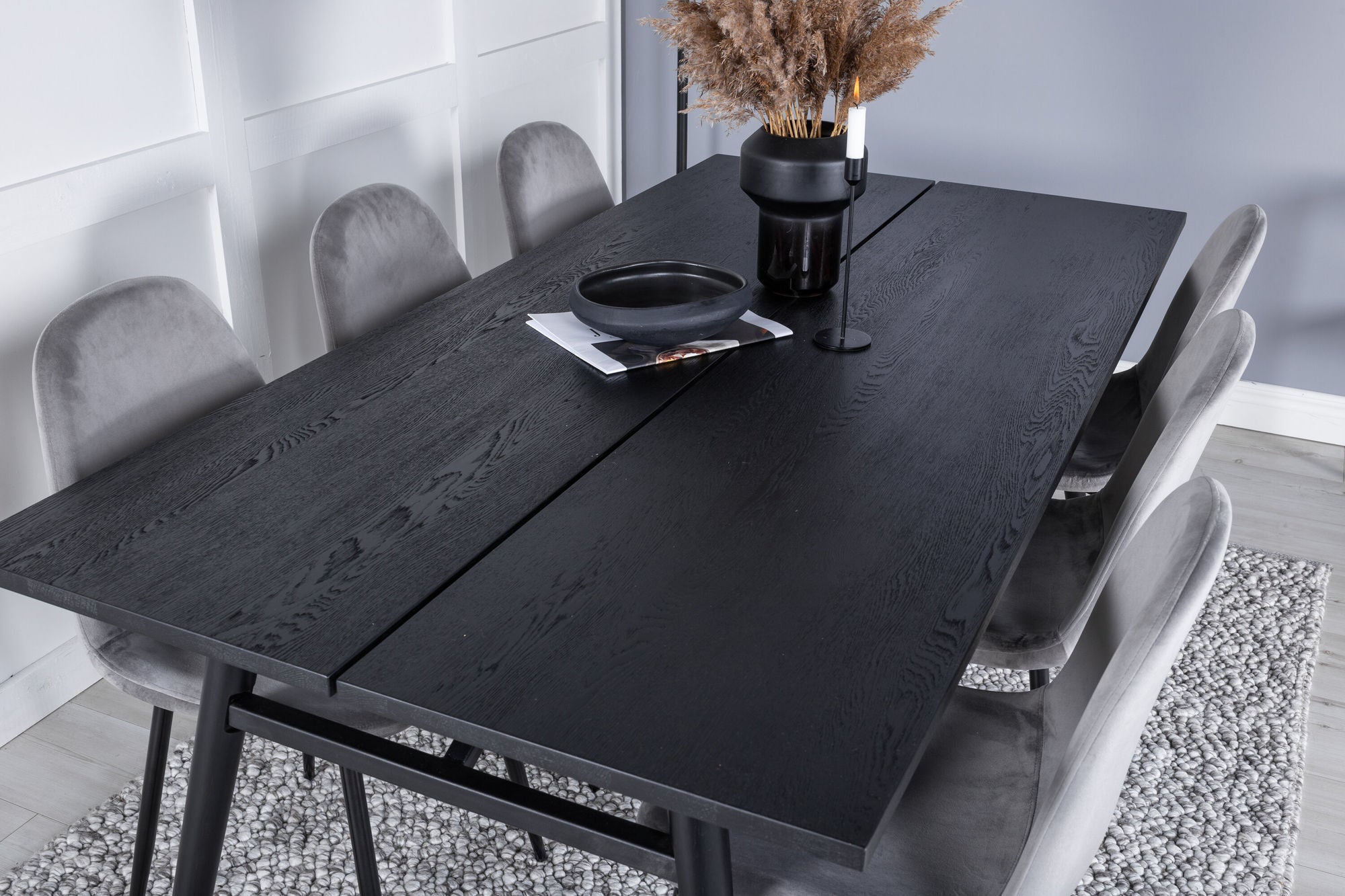 Venture Home Sleek Extentionbord Black Brushed - 195*95+Polar Spisebordsstol - Black legs / Light Grey Velvet (ersätter 19902-885)_6