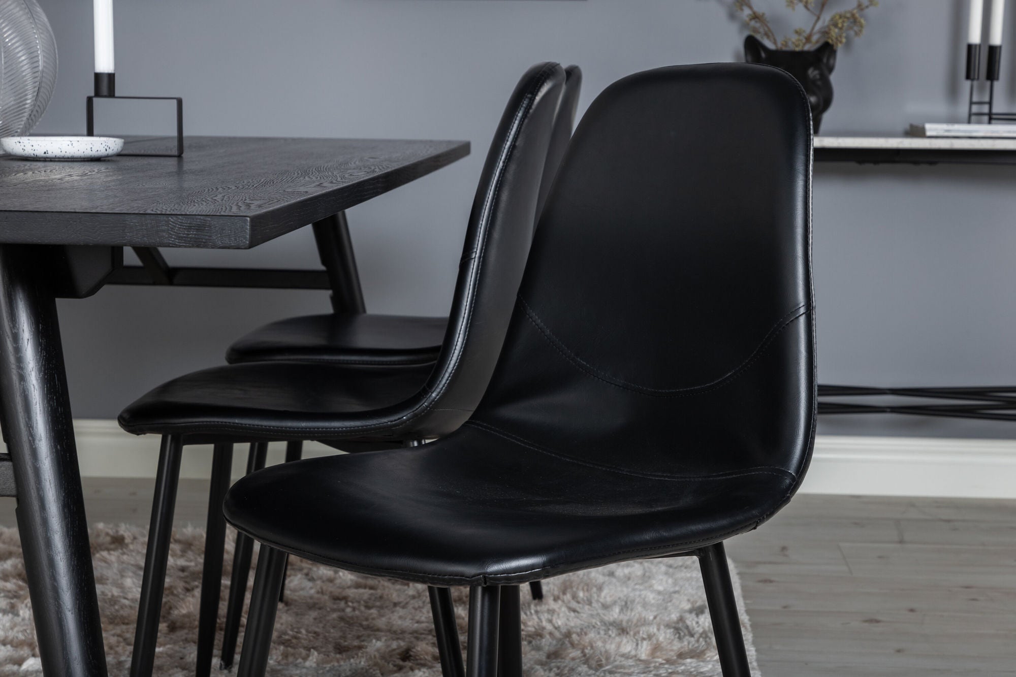 Venture Home Sleek Extentionbord Black Brushed - 195*95+Polar Spisebordsstol - Black / Black_6