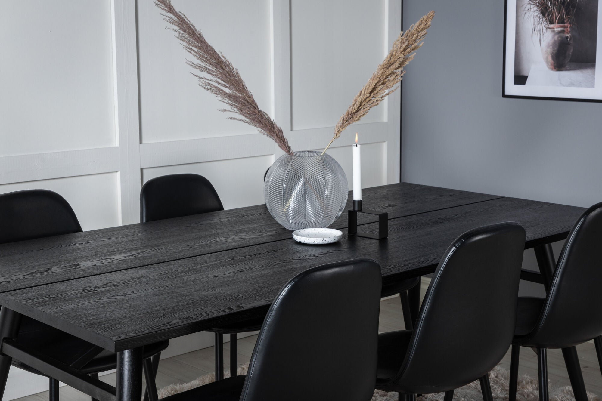 Venture Home Sleek Extentionbord Black Brushed - 195*95+Polar Spisebordsstol - Black / Black_6