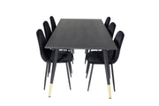 Venture Home Dipp spisebord - 180*90cm - Black / Black Brass+Polar Diamond Spisebordsstol - Black Legs - Black Velvet_6