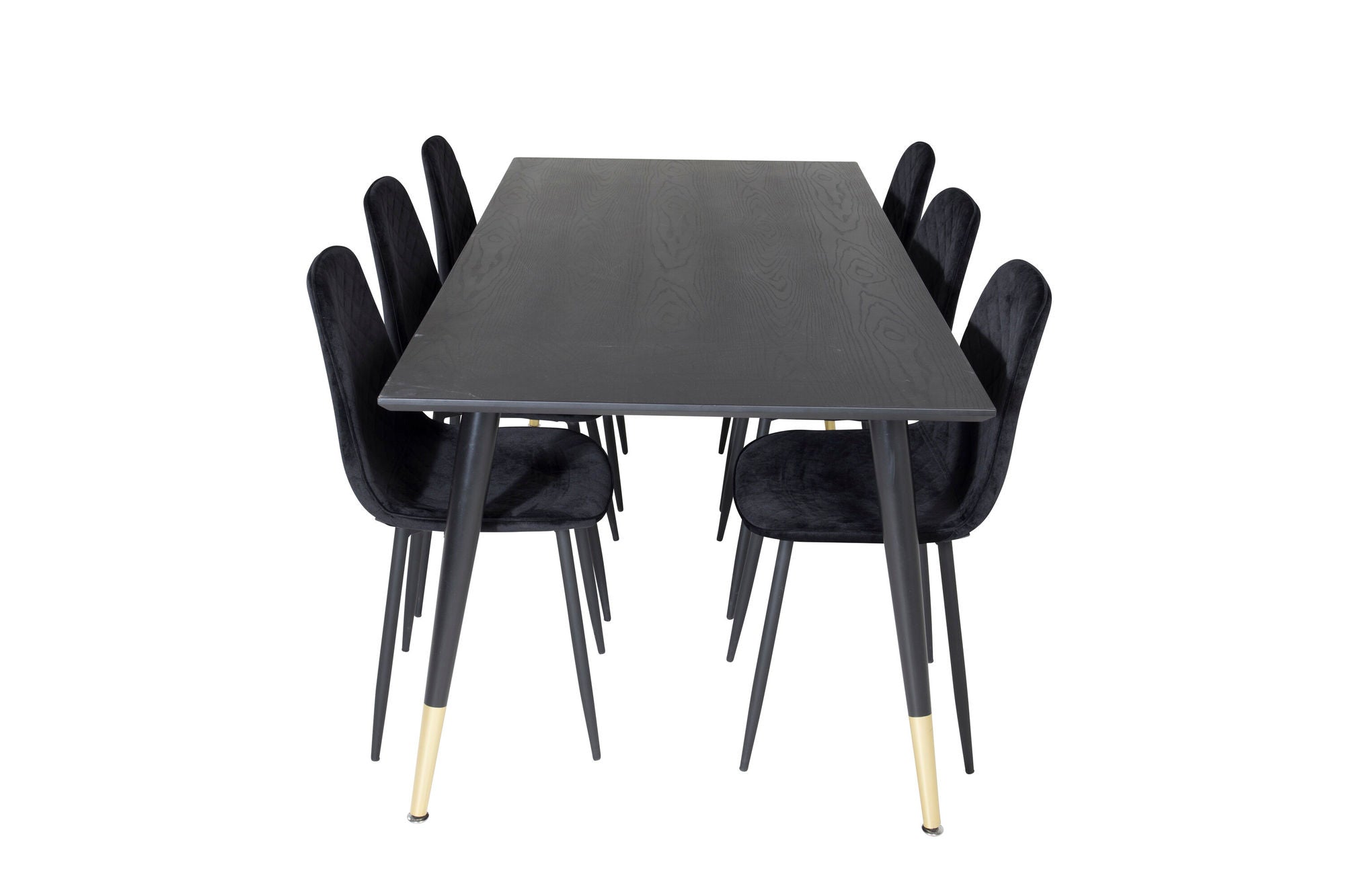 Venture Home Dipp spisebord - 180*90cm - Black / Black Brass+Polar Diamond Spisebordsstol - Black Legs - Black Velvet_6