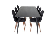 Venture Home Dipp spisebord - 180*90cm - Black Veneer / all black legs +Polar Spisebordsstol - Walnut Legs - Black Fabric_6