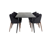 Venture Home Dipp spisebord - 180*90cm - Black Veneer / all black legs +Arch Spisebordsstol - Walnut Legs - Black Fabric_6