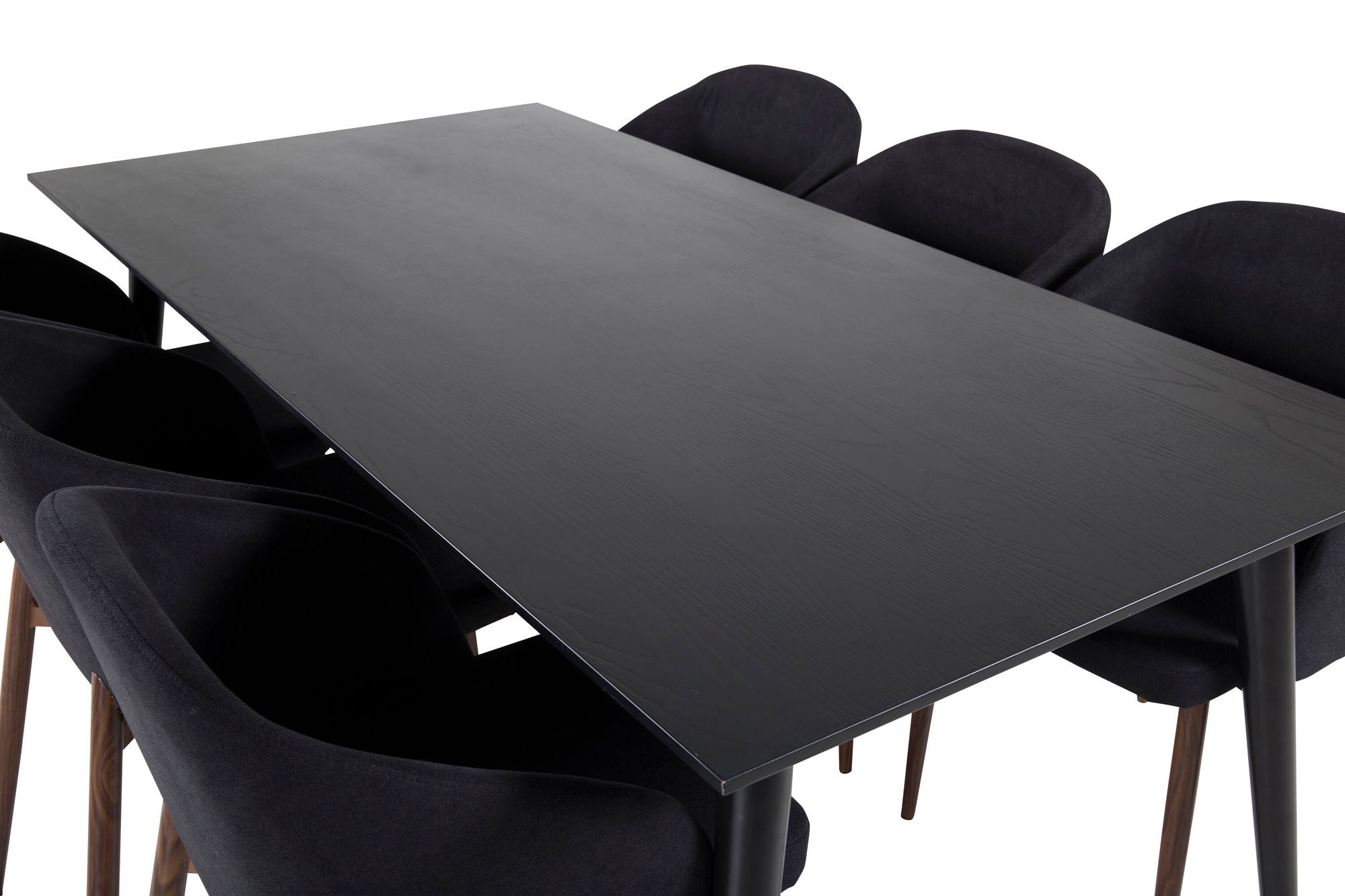 Venture Home Dipp spisebord - 180*90cm - Black Veneer / all black legs +Arch Spisebordsstol - Walnut Legs - Black Fabric_6