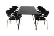 Venture Home Dipp spisebord - 180*90cm - Black Veneer / all black legs +Arrow armchair - Brass Legs - Black Velvet_6