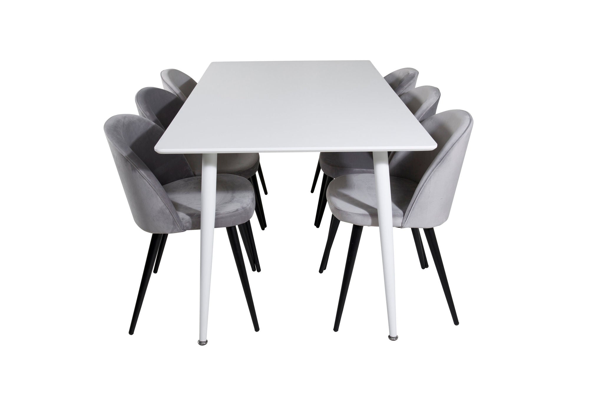 Venture Home Polar spisebord 180 cm - White top / White Legs+Velvet Spisebordsstol - Light Grey / Black_6