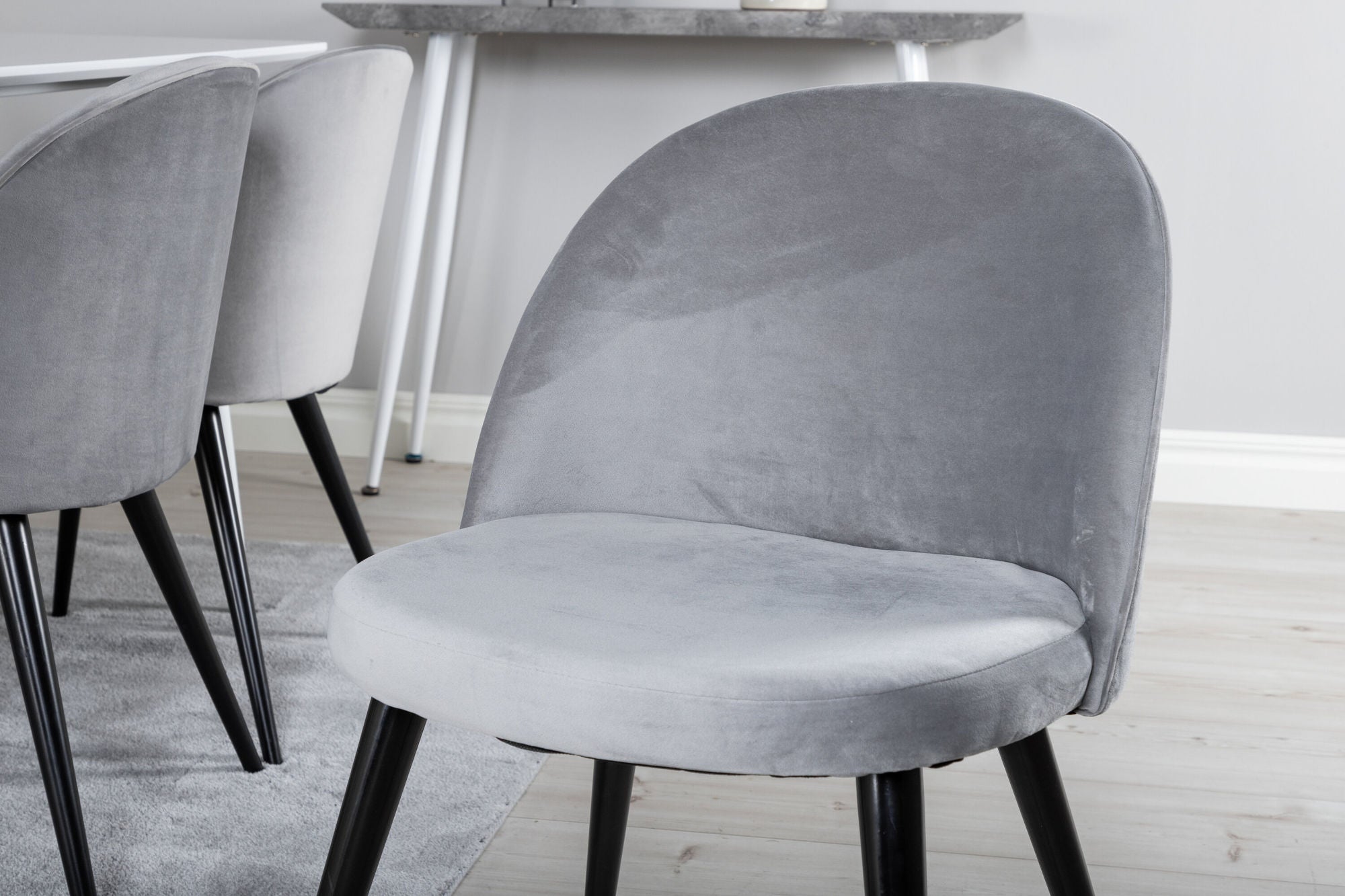 Venture Home Polar spisebord 180 cm - White top / White Legs+Velvet Spisebordsstol - Light Grey / Black_6
