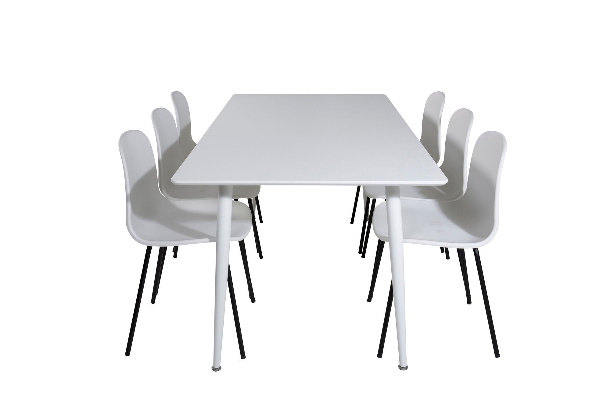 Venture Home Polar spisebord 180 cm - White top / White Legs+Arctic Spisebordsstol - Black Legs - White Plastic_6