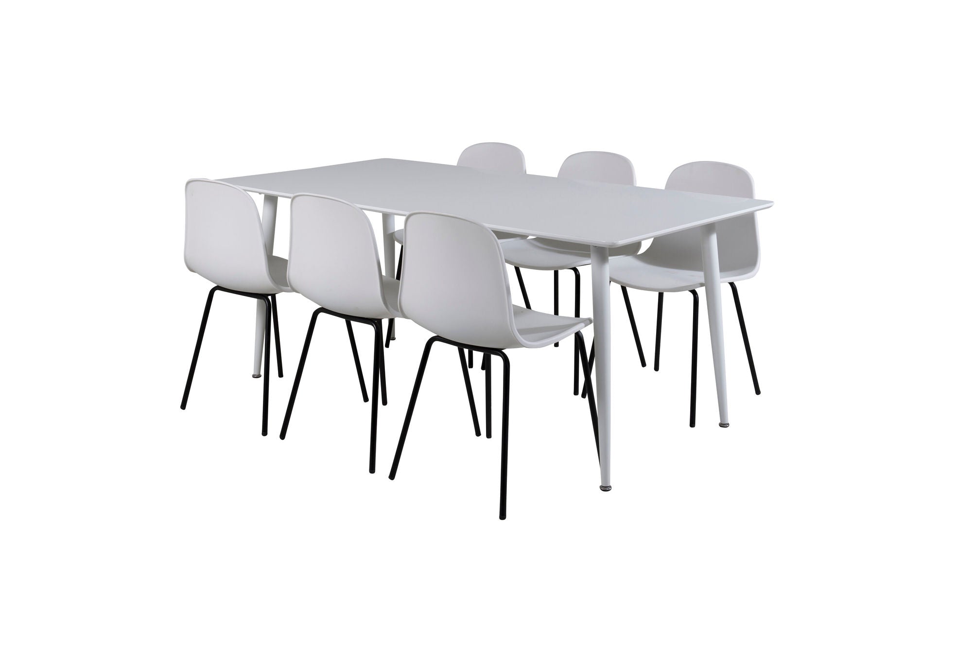 Venture Home Polar spisebord 180 cm - White top / White Legs+Arctic Spisebordsstol - Black Legs - White Plastic_6