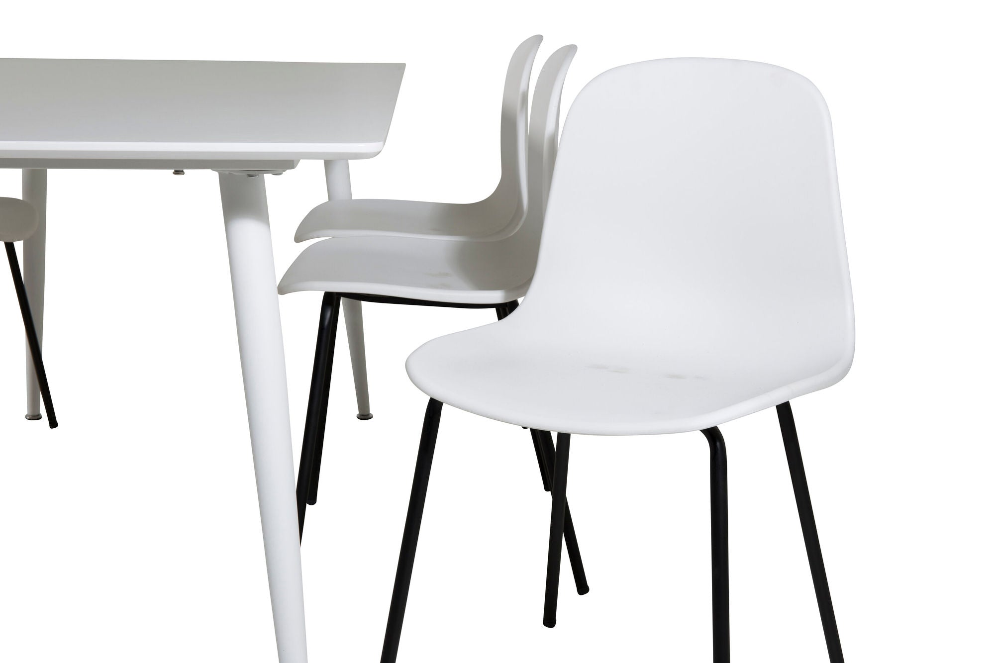 Venture Home Polar spisebord 180 cm - White top / White Legs+Arctic Spisebordsstol - Black Legs - White Plastic_6
